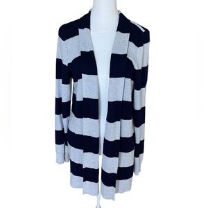Cyrus Gray Navy Stripe Soft Knit Cardigan Sweater - Size Large